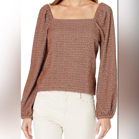 FALLS CREEK Brown and Cream blouse for women with long sleeves Size XL - Picture 3 of 14